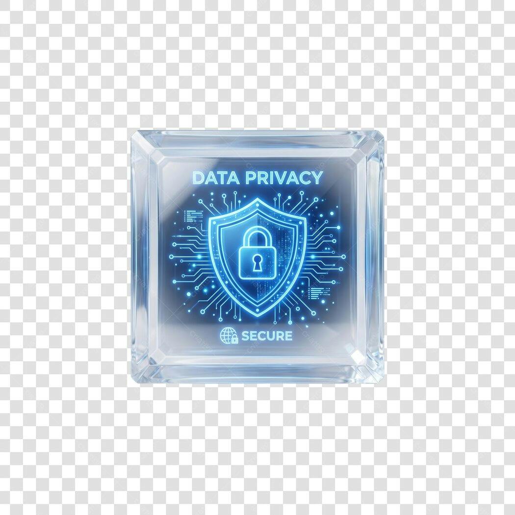 Elemento 3D Privacidade Dados Cibersegurança PNG Fundo Transparente
