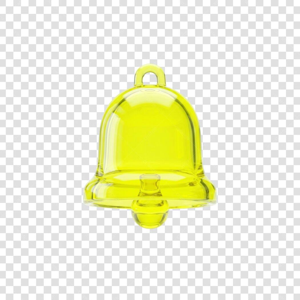 Elemento 3D Sino Amarelo Neon Notificação PNG Fundo Transparente