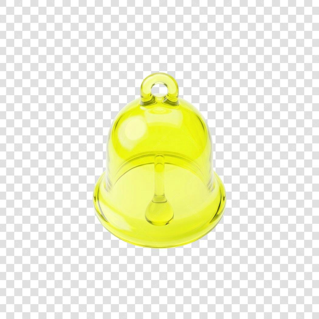 Elemento 3D Sino Amarelo Neon Transparente PNG Fundo Transparente