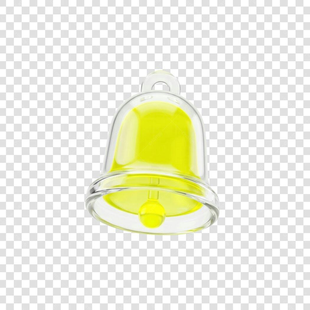 Elemento 3D Sino Amarelo Transparente Notificação PNG Fundo Transparente