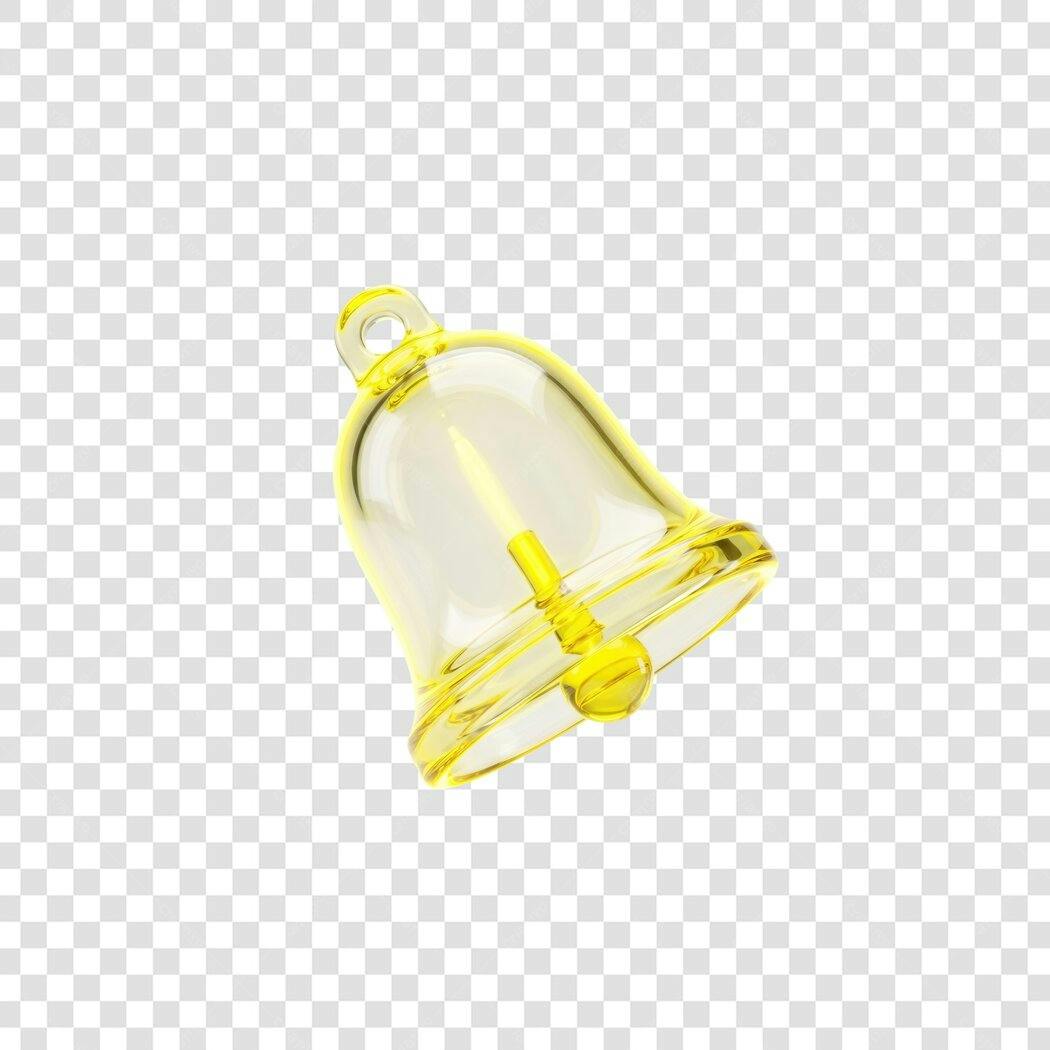 Elemento 3D Sino Dourado Transparente PNG Fundo Transparente