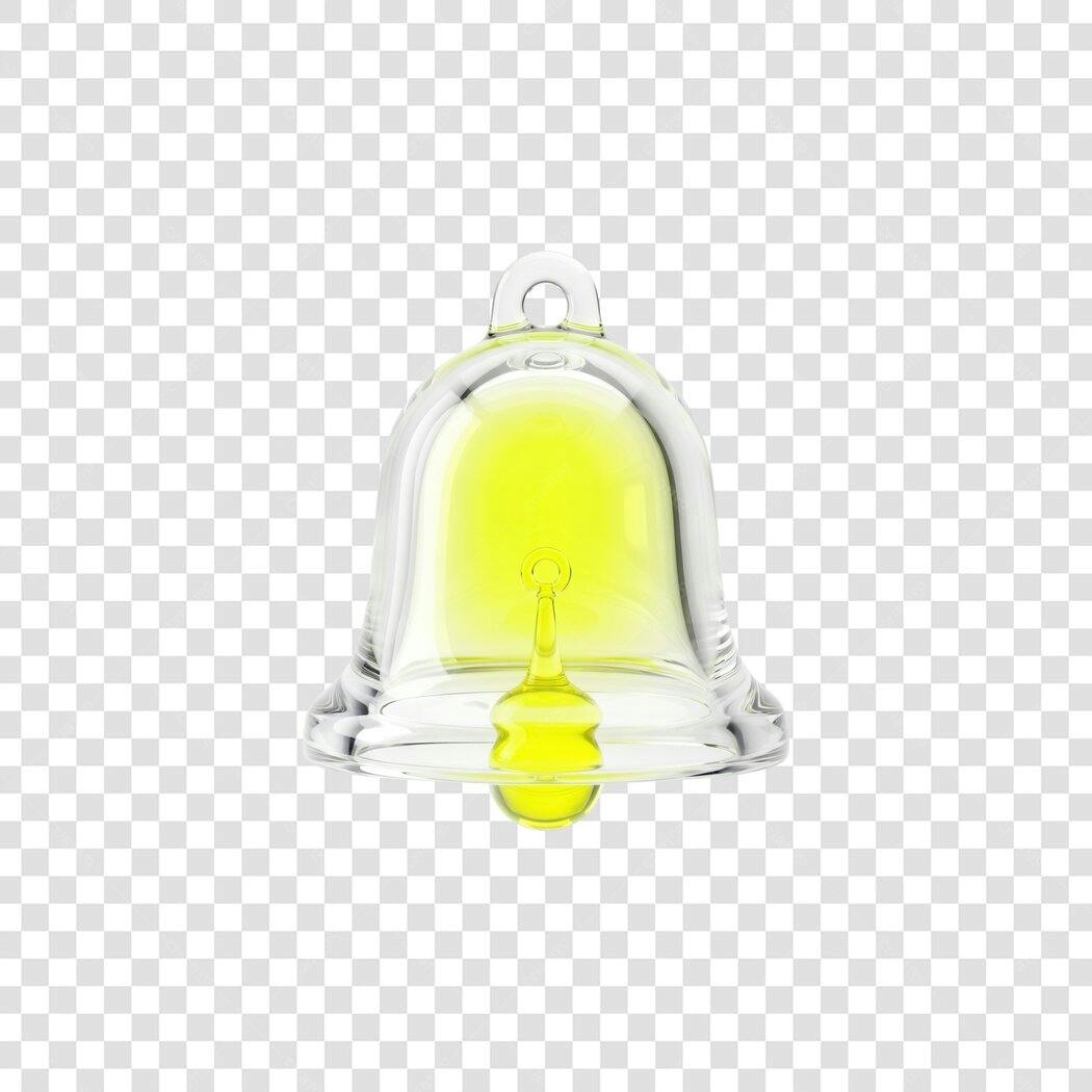 Elemento 3D Sino Transparente Amarelo Neon PNG Fundo Transparente