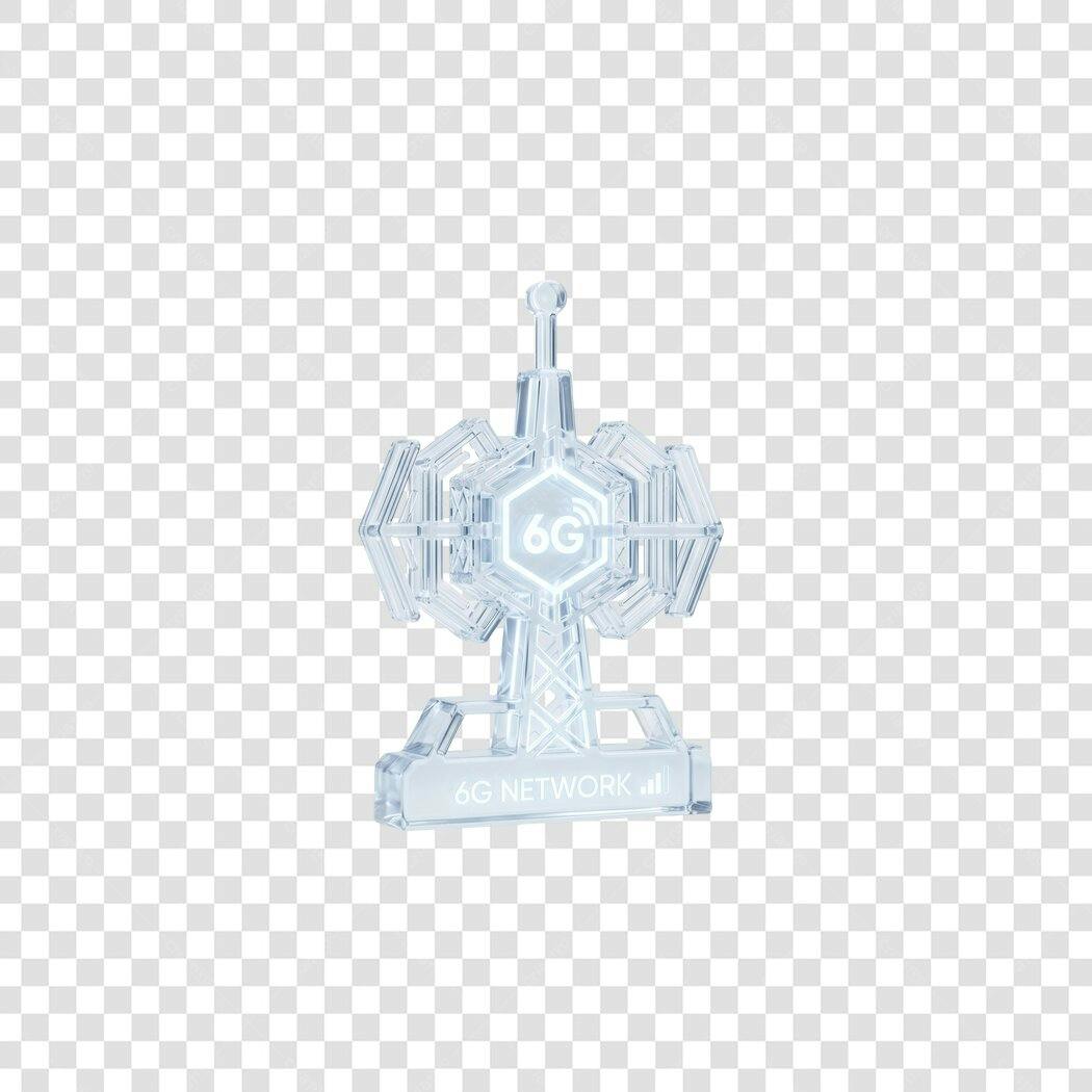 Elemento 3D Torre 6G Network Tecnologia PNG Fundo Transparente