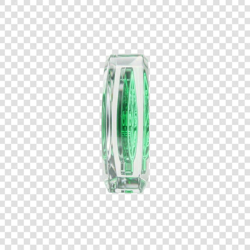 Elemento 3D Vaso Vidro Verde Transparente PNG Fundo Transparente