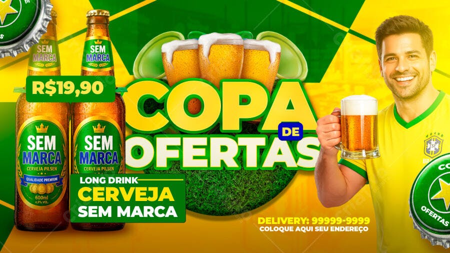 Flyer Copa de Ofertas Cervejaria Bar PSD Editável