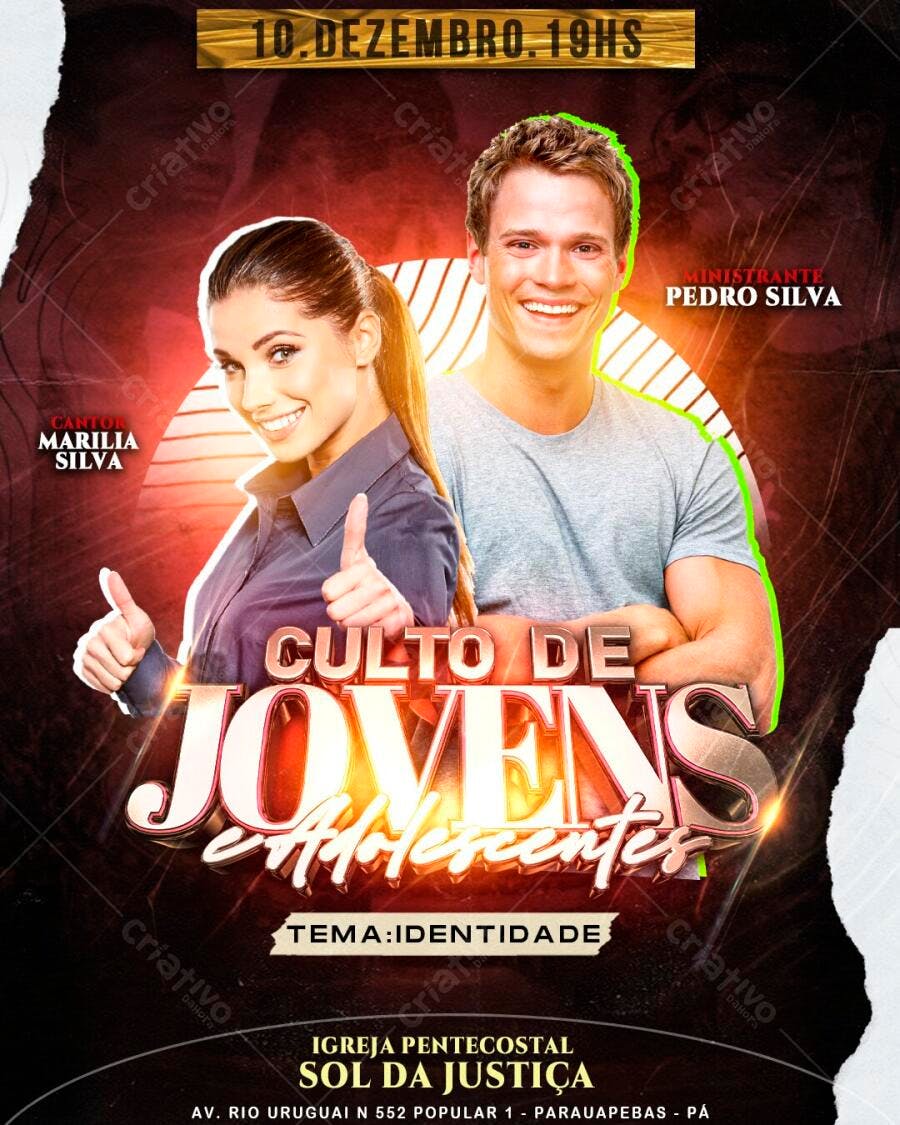 Flyer Culto de Jovens Igreja Evangélica PSD Editável