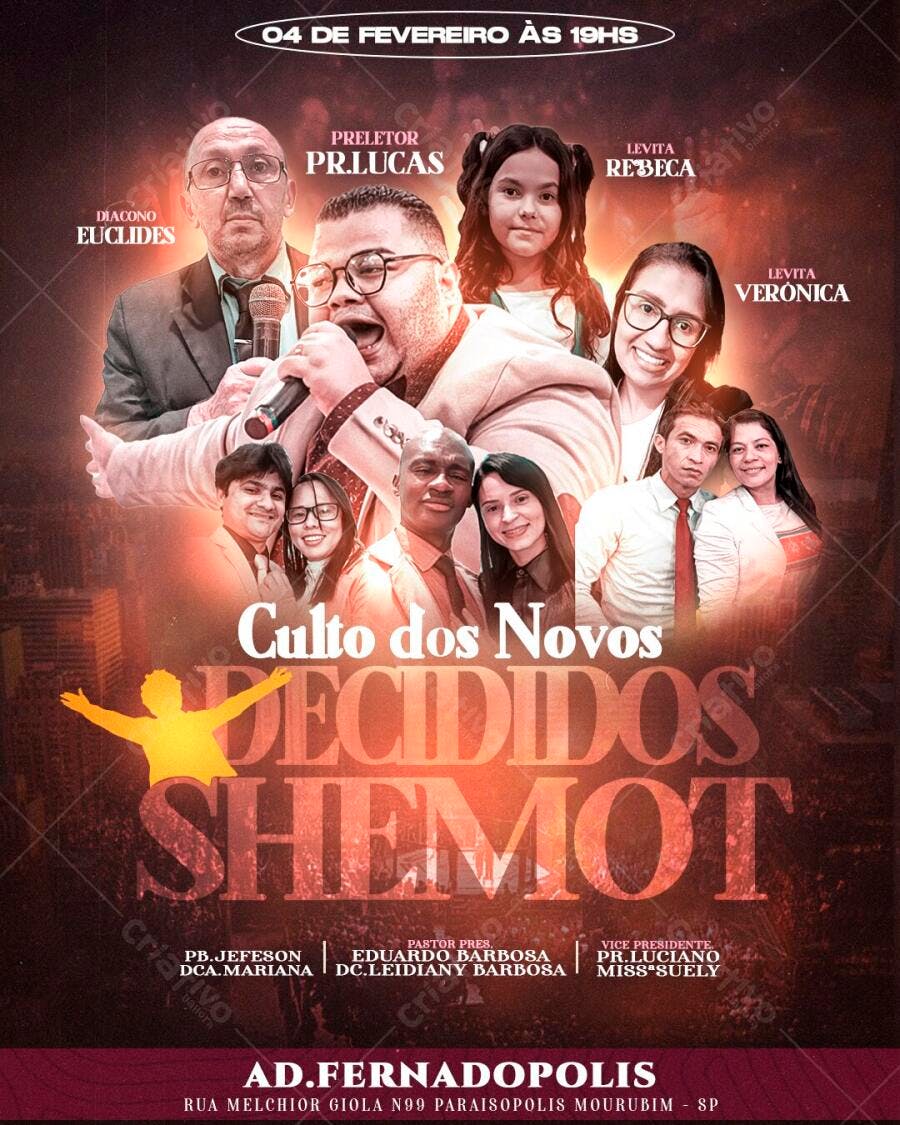 Flyer Culto dos Novos Igreja Evangélica PSD Editável