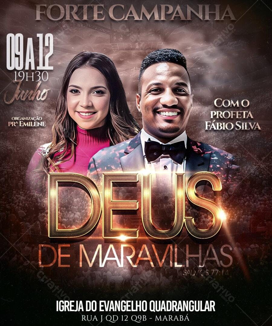 Flyer Evento Religioso Igreja Quadrangular Junho PSD Editável