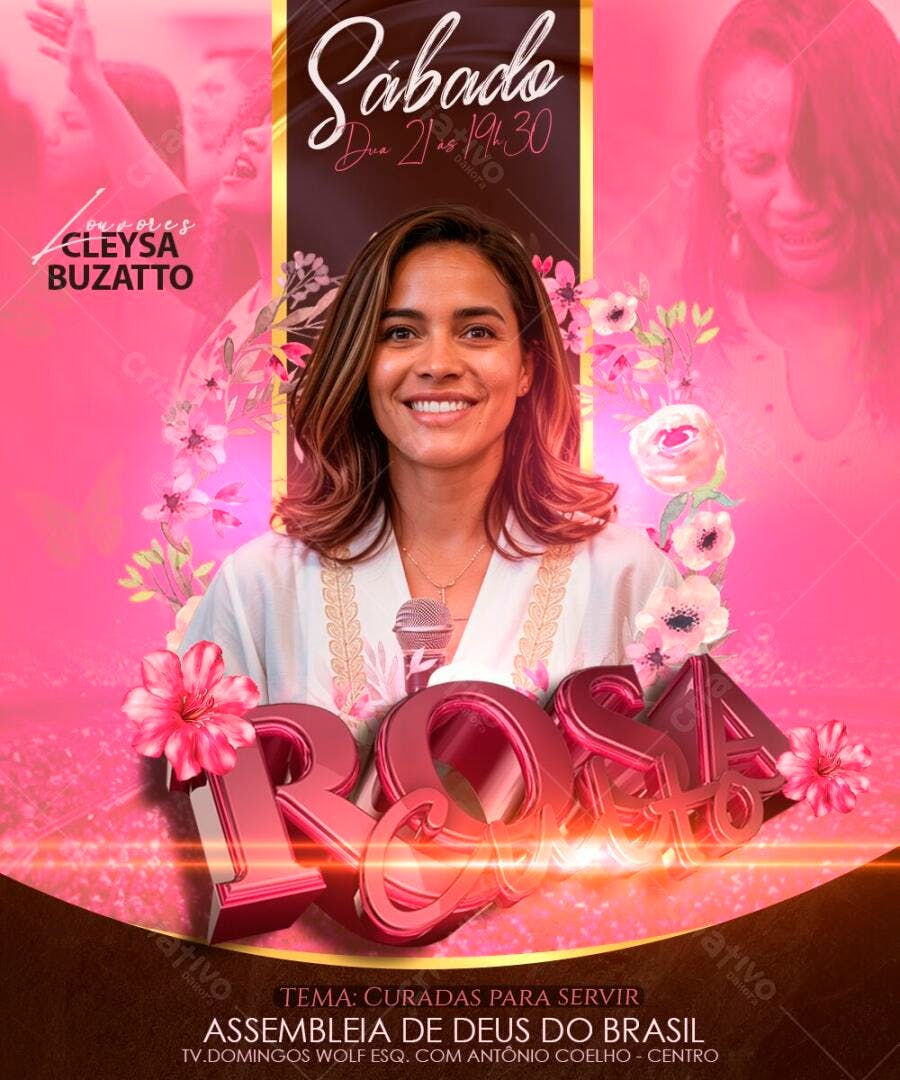 Flyer Evento Religioso Mulheres Rosa PSD Editável