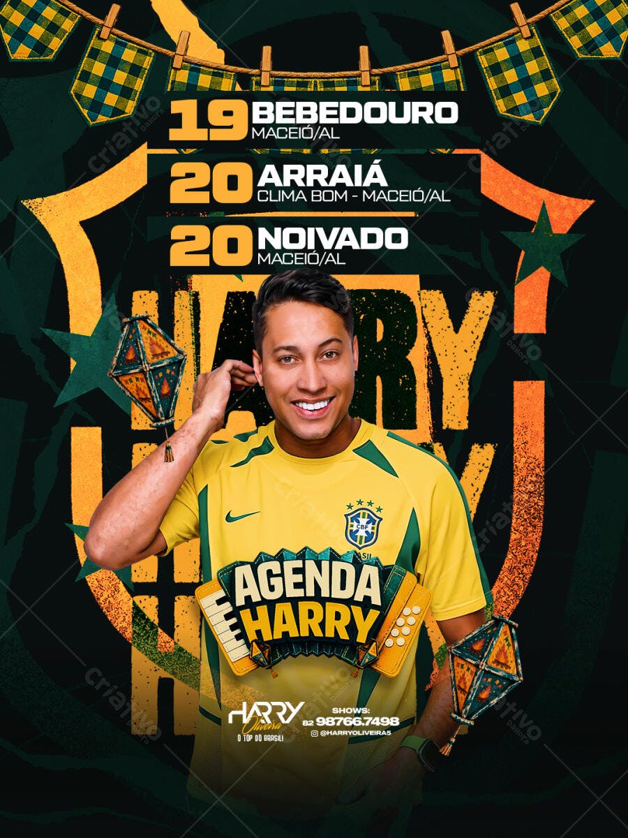 Flyer Festa Junina São João Agenda Musical PSD Editável