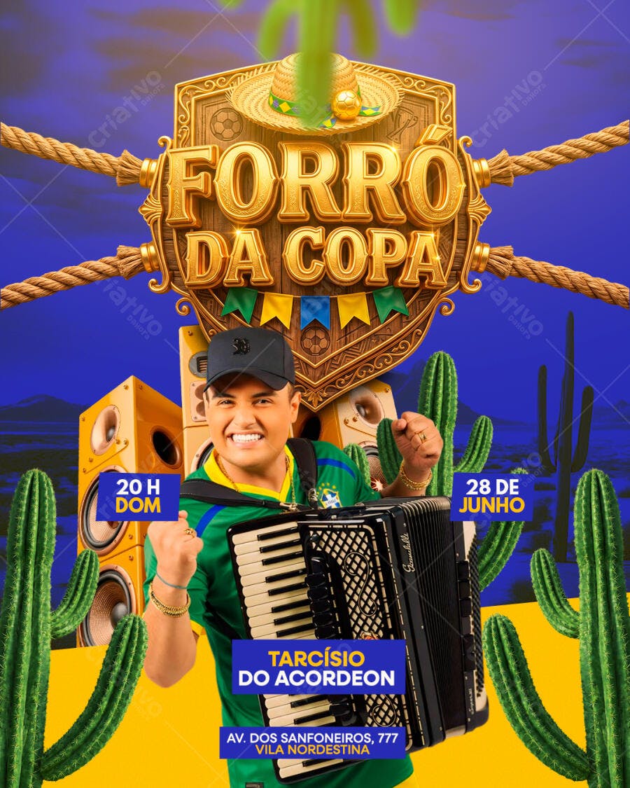 Flyer Forró da Copa Festa Junina Junho PSD Editável