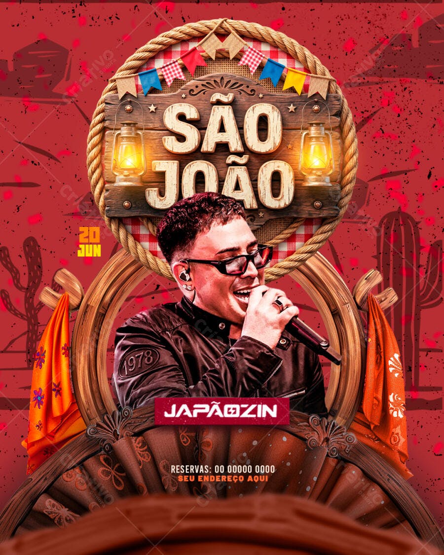 Flyer São João Festa Junina Arraial PSD Editável