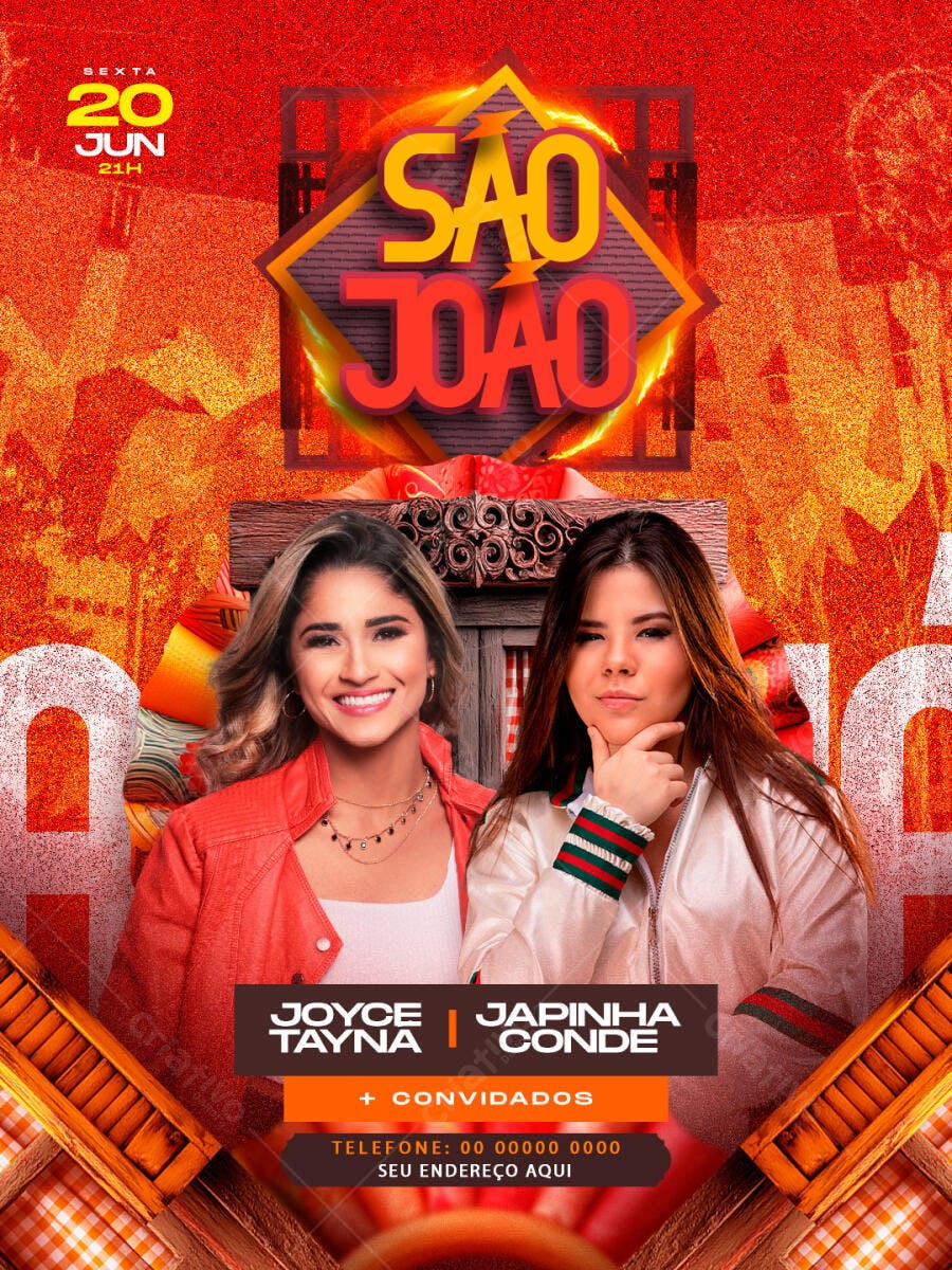 Flyer São João Festa Junina Show Musical PSD Editável