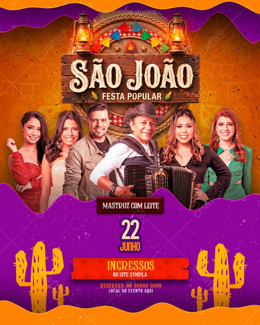 Flyer São João Festa Popular Junho PSD Editável
