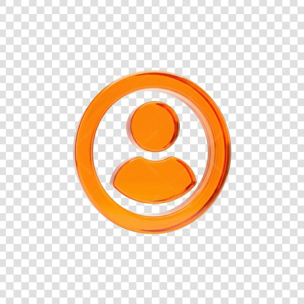 Ícone Usuário 3D Laranja Transparente PNG Fundo Transparente