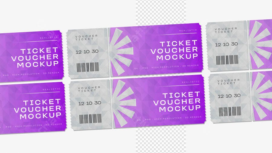 Mockup Realista Ticket Voucher Ingresso Editável