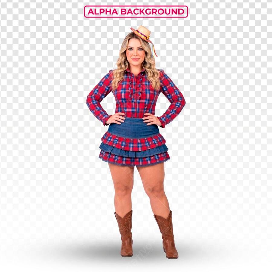 Personagem Festa Junina Mulher Loira Caipira PSD Editável