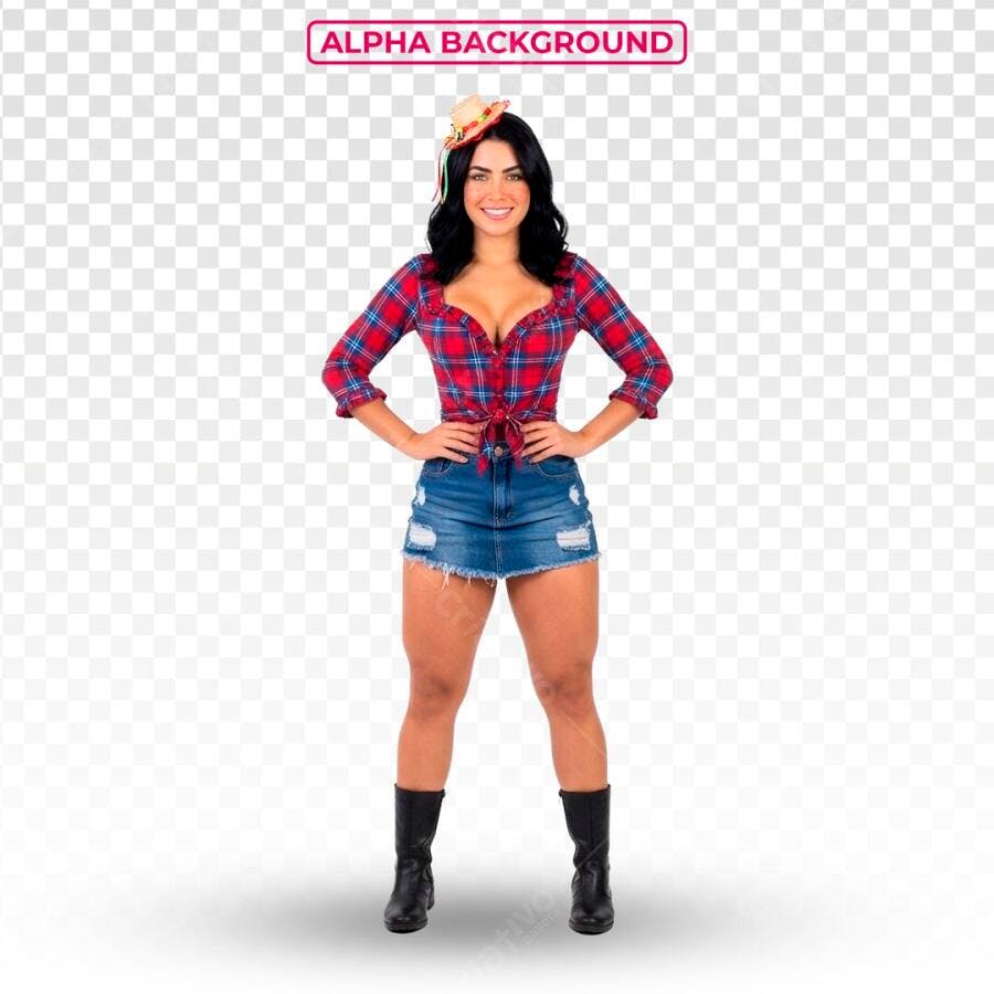 Bela Mulher Cabelo Preto Festa Junina São João PSD Editável