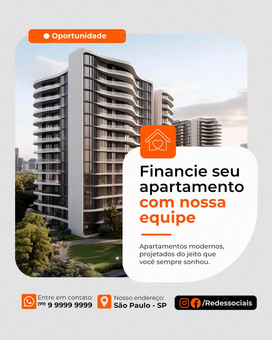 Post Imobiliária Apartamento Moderno PSD Editável