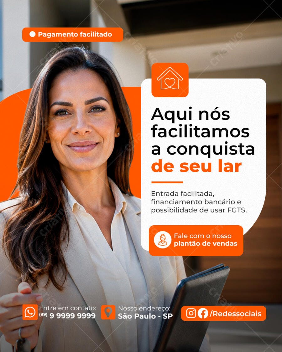 Post Imobiliária Conquista Lar Financiamento PSD Editável