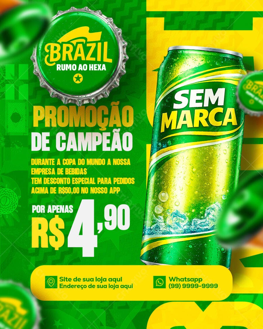 Post Instagram Copa do Mundo Bebidas PSD Editável