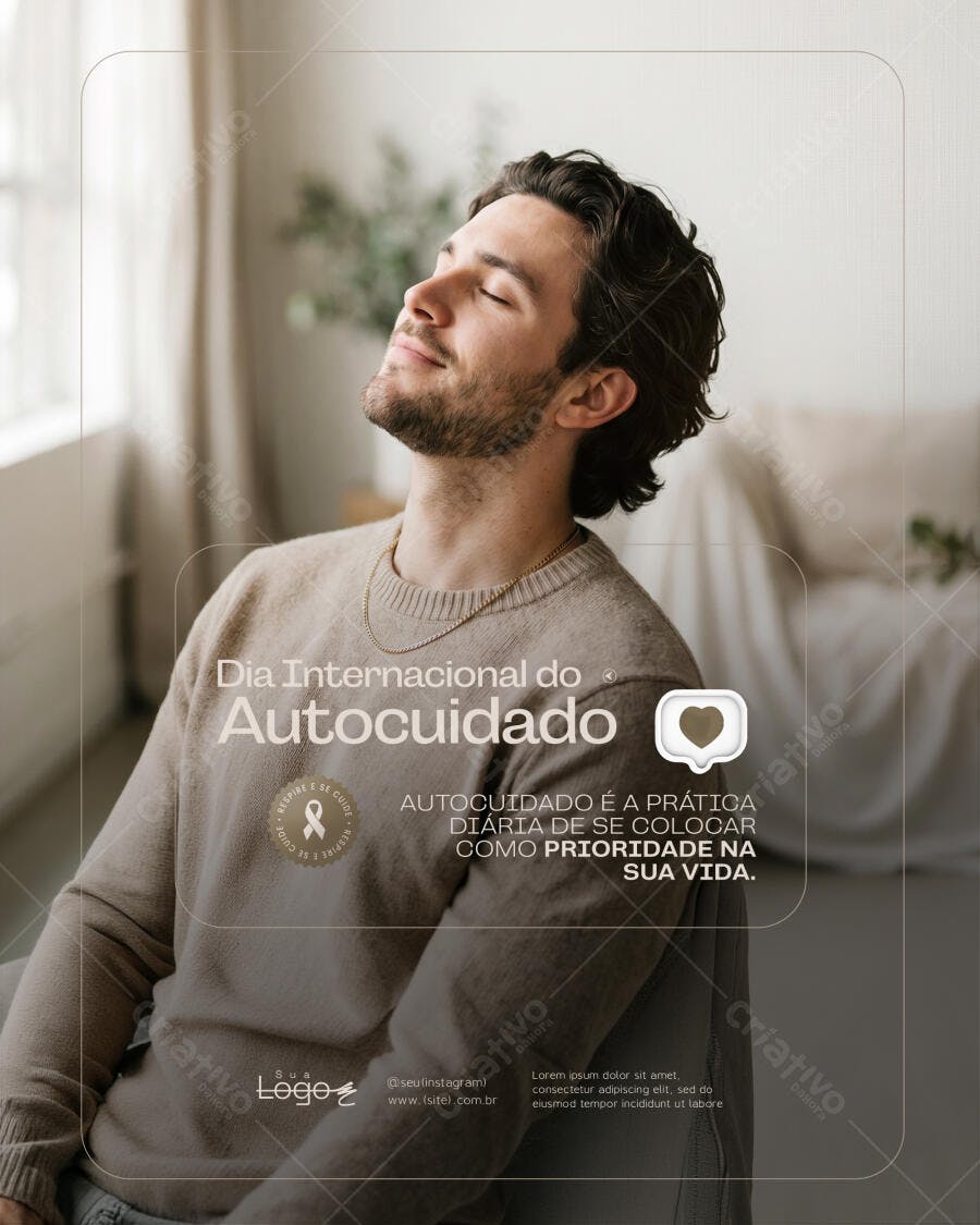 Post Instagram Dia Internacional do Autocuidado PSD Editável