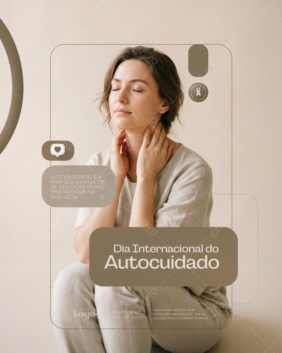 Post Instagram Dia Internacional do Autocuidado PSD Editável