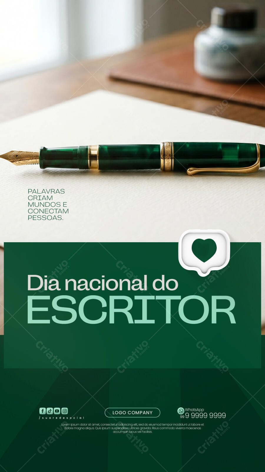 Post Instagram Dia Nacional do Escritor PSD Editável