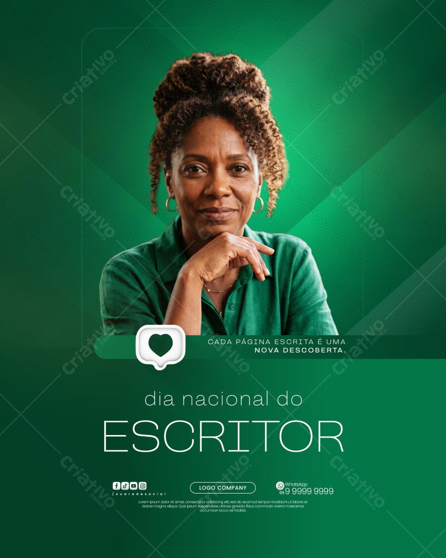 Post Instagram Dia Nacional do Escritor PSD Editável
