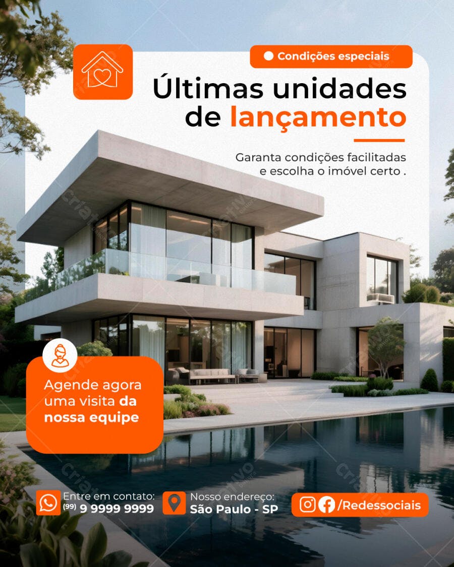 Post Instagram Imobiliária Lançamento Imóvel PSD Editável