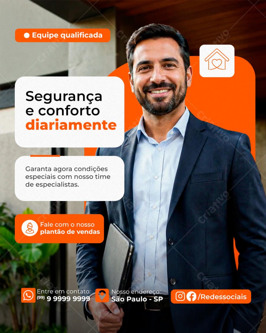 Post Instagram Imobiliária Segurança Conforto PSD Editável