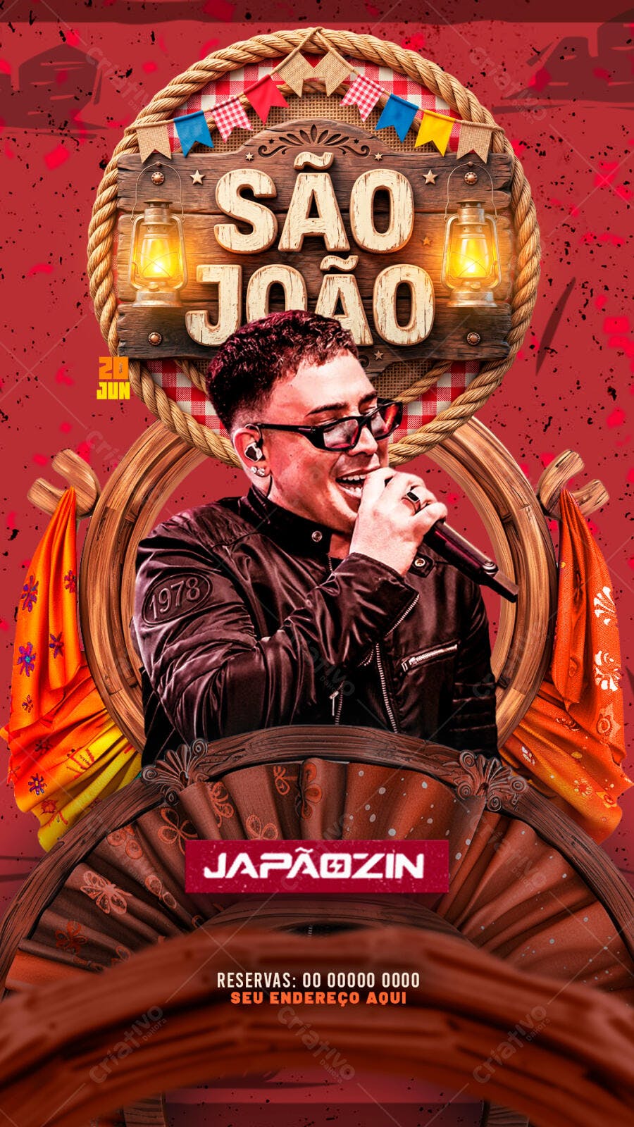 Post Instagram São João Festa Junina Junho PSD Editável
