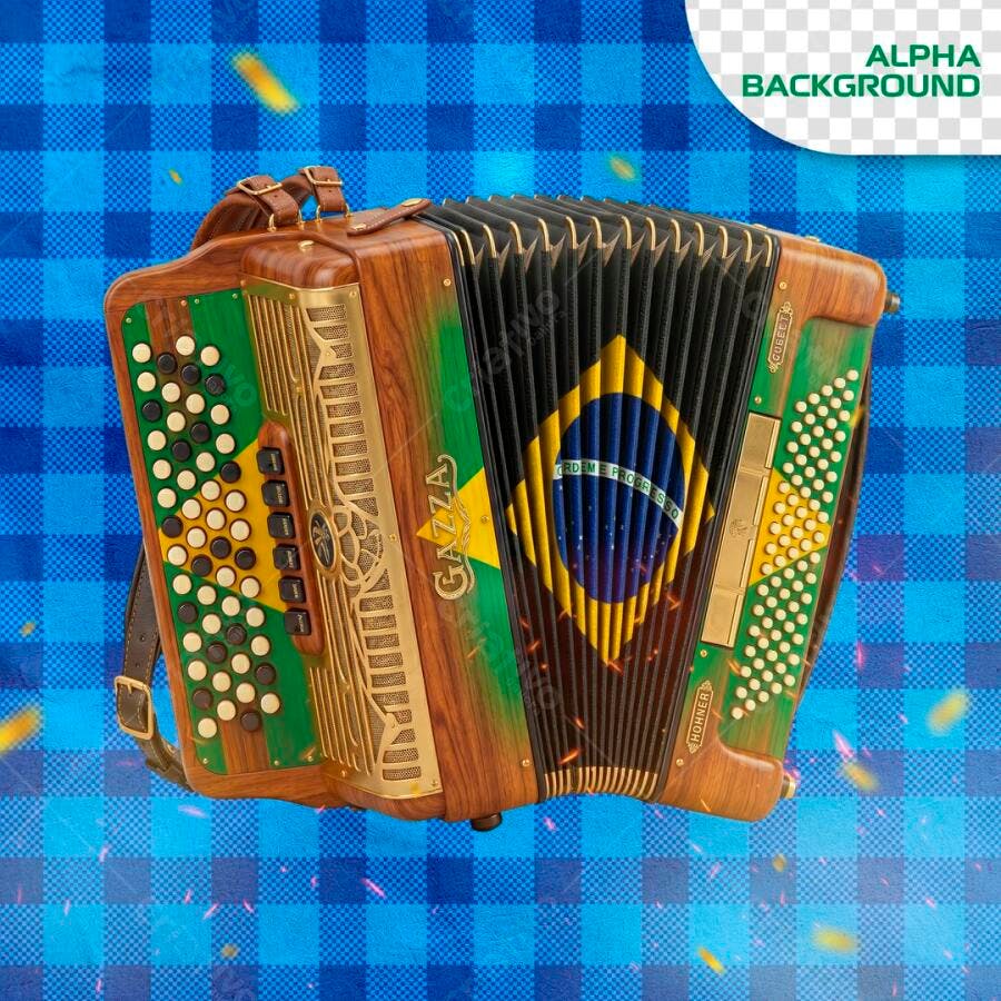 Sanfona Bandeira Brasil Festa Junina PSD Editável