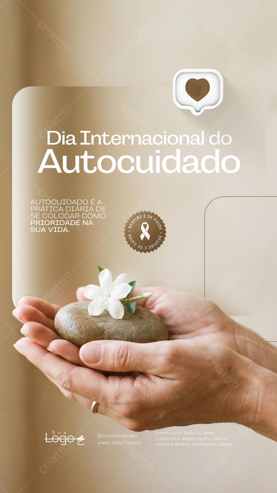 Story Dia Internacional Autocuidado Saúde PSD Editável