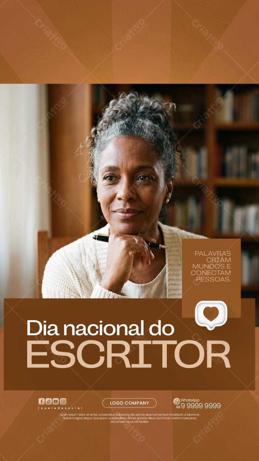 Story Dia Nacional do Escritor PSD Editável