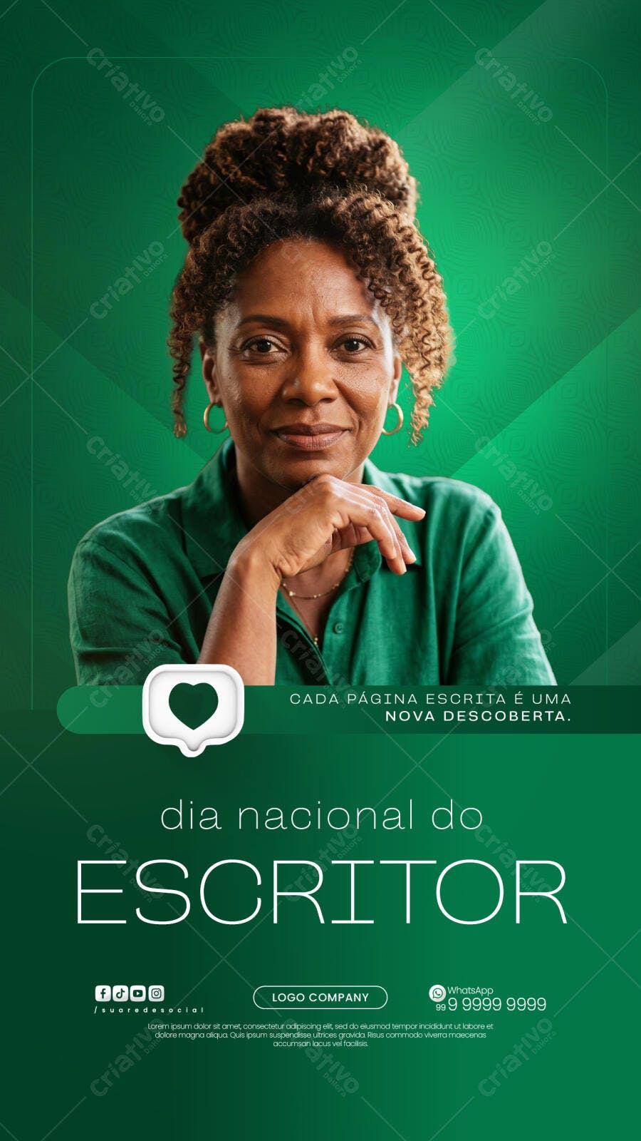Story Dia Nacional do Escritor PSD Editável