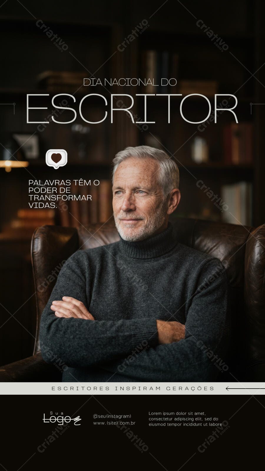 Story Dia Nacional do Escritor PSD Editável
