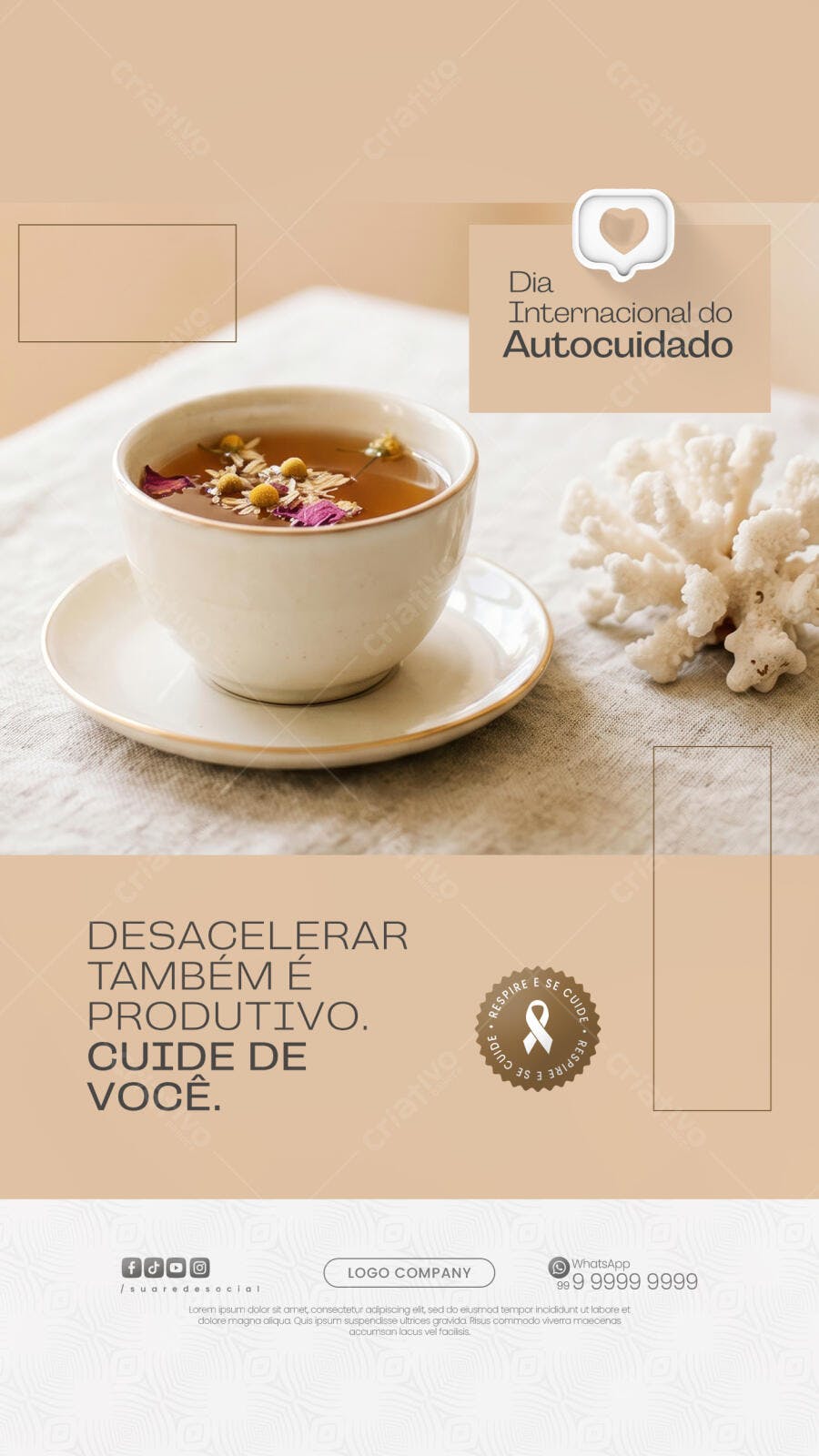 Story Instagram Dia do Autocuidado Saúde PSD Editável