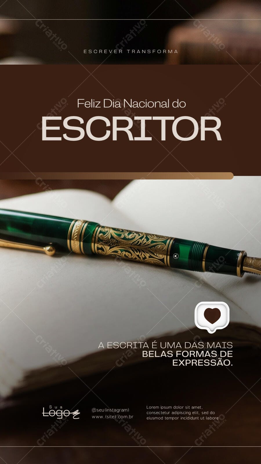 Story Instagram Dia Nacional do Escritor PSD Editável