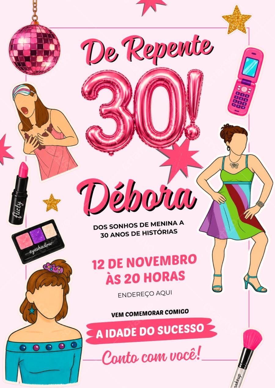 Convite de Aniversário De Repente 30 Divertido