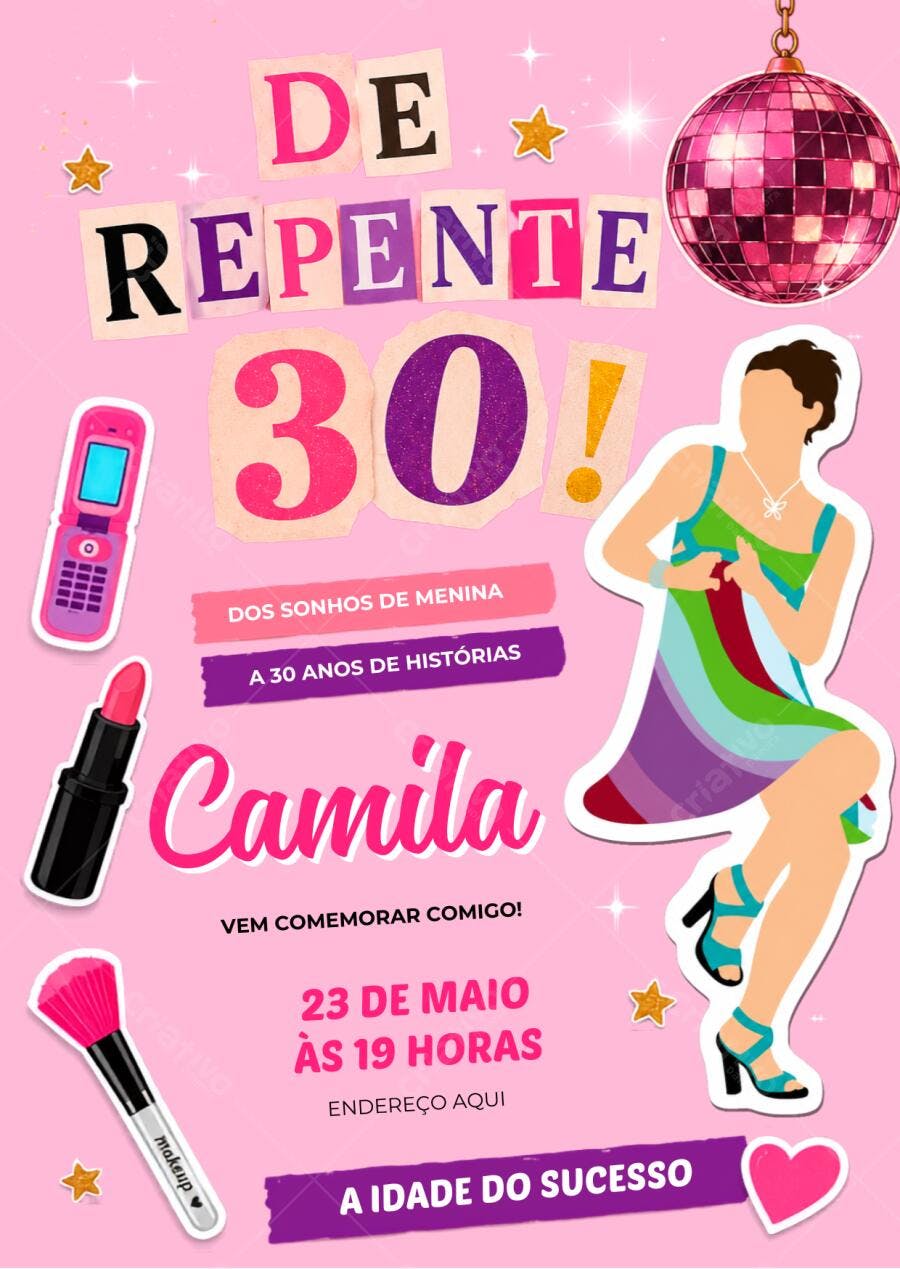 Convite de Aniversário De Repente 30