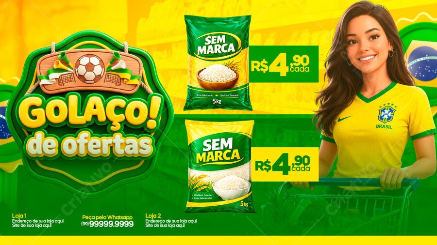 Flyer Copa do Mundo Supermercado Ofertas PSD Editável