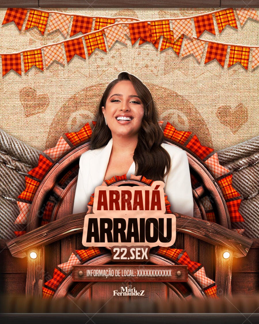 Post Instagram Arraiá Festa Junina PSD Editável