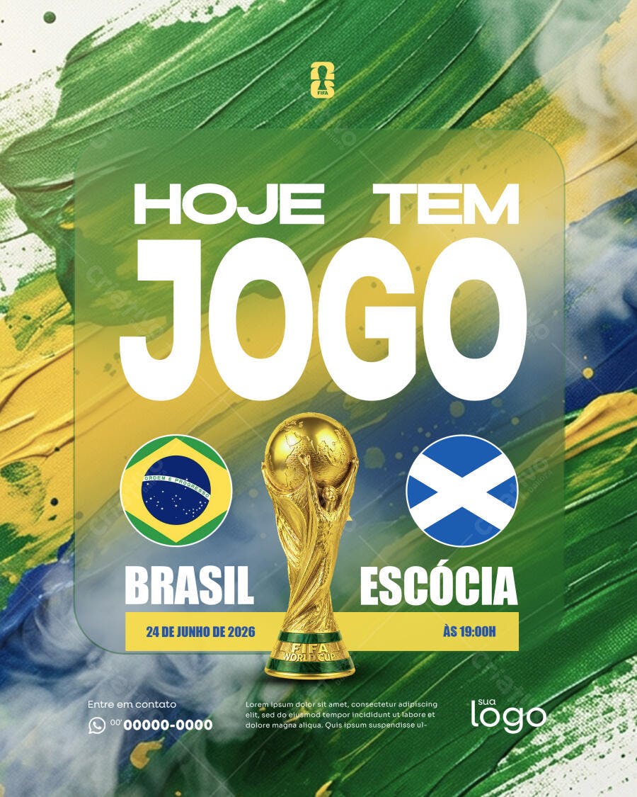 Post Instagram Copa do Mundo Brasil Escócia PSD Editável