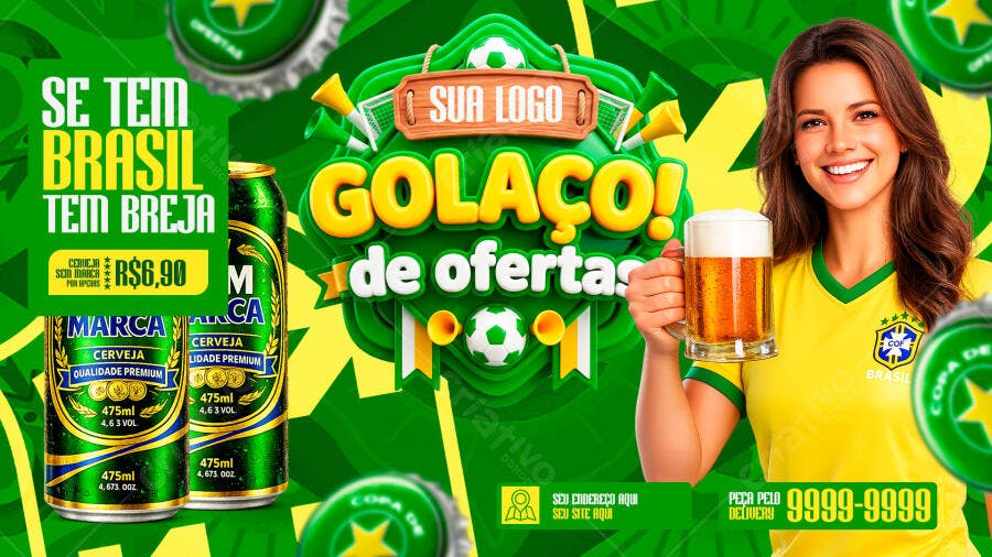 Post Instagram Copa do Mundo Cerveja PSD Editável