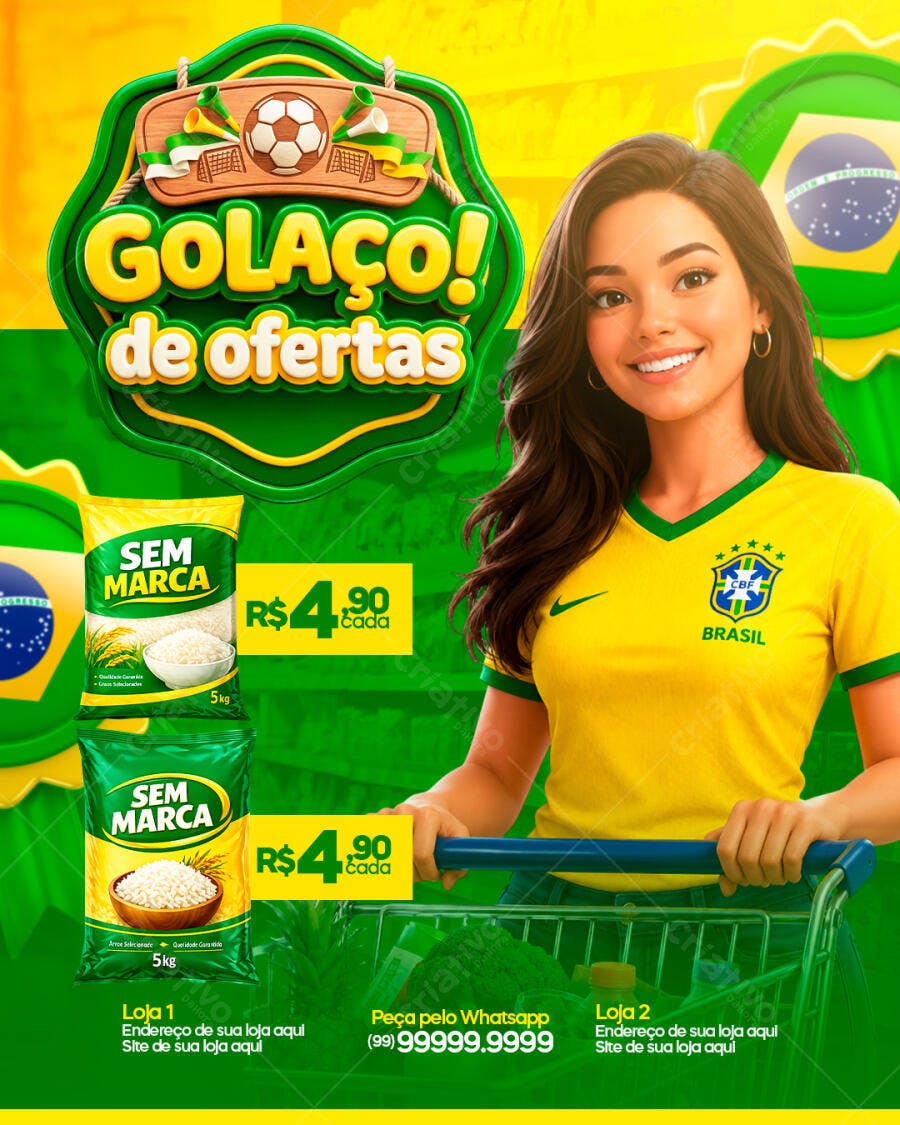 Post Instagram Copa do Mundo Supermercado PSD Editável