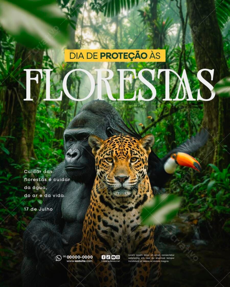 Post Instagram Dia de Proteção às Florestas 17 de Julho PSD Editável