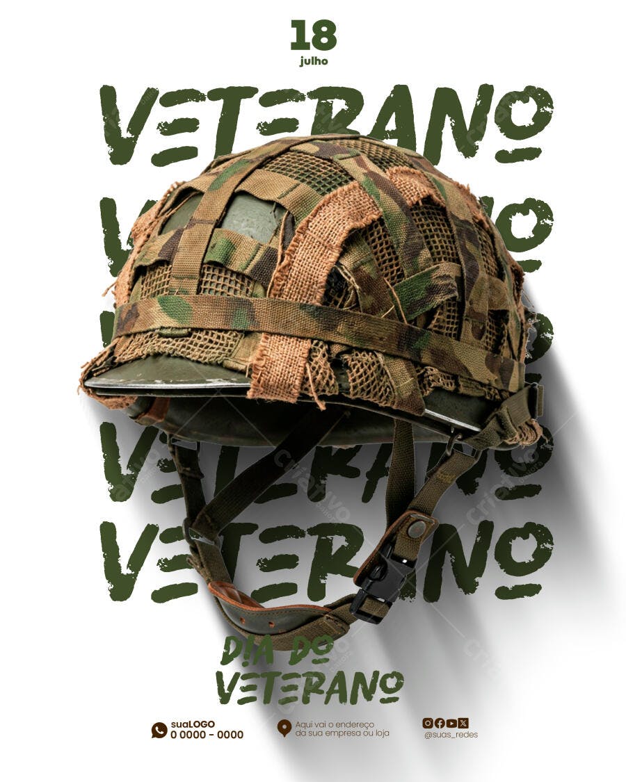 Post Instagram Dia do Veterano 18 Julho PSD Editável
