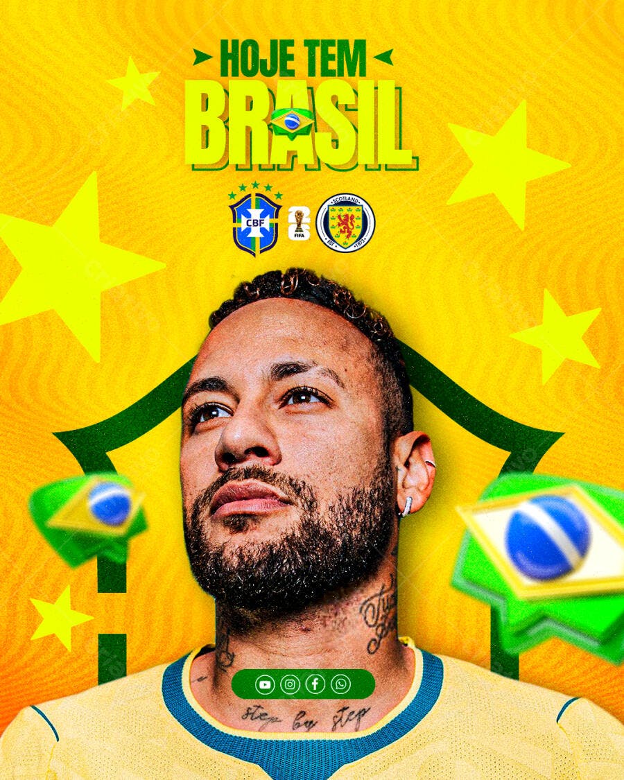 Post Instagram Jogo Brasil Futebol PSD Editável