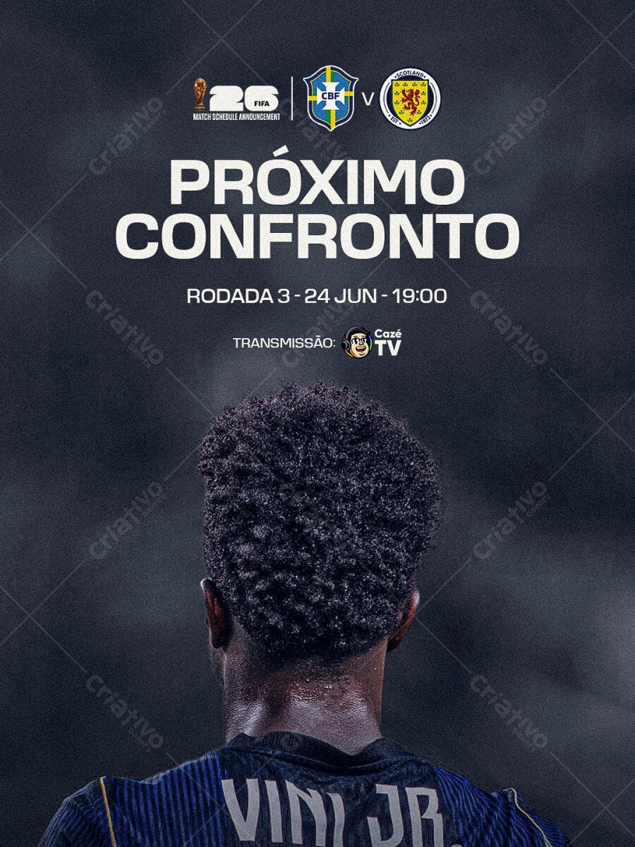 Post Instagram Jogo Futebol Brasil Escócia Junho PSD Editável